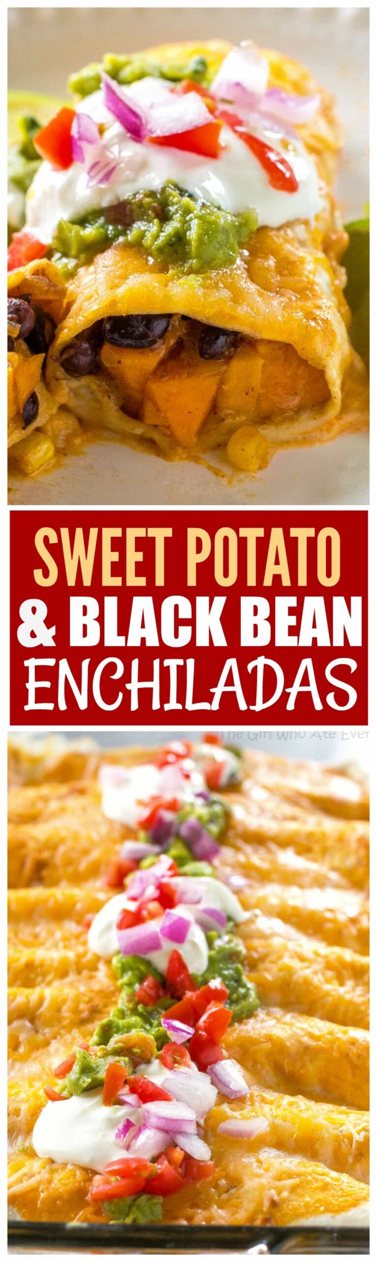 Sweet Potato and Black Bean Enchiladas - a vegetarian Mexican dinner that has the perfect amount of spice and flavor. This is a great freezer meal! #sweet #potato #black #bean #enchiladas #mexican #dinner