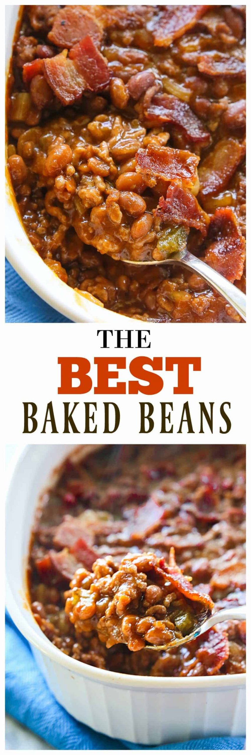 The Best Baked Beans - hearty and thick and always a winner at BBQs, potlucks, and parties. The perfect side dish. #baked #beans #recipe #homemade #BBQ #sidedish