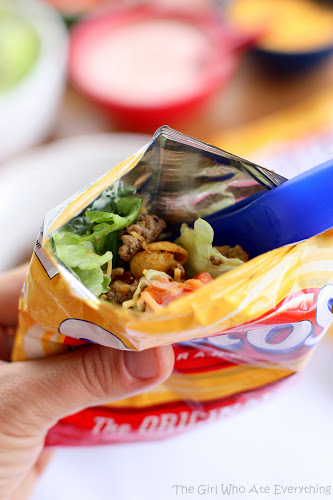Walking Tacos - tacos made right in the bag. Great for parties! the-girl-who-ate-everything.com