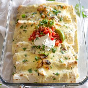 fb image - Mushroom, Spinach, and Chicken Enchiladas fb image - Mushroom, Spinach, and Chicken Enchiladas