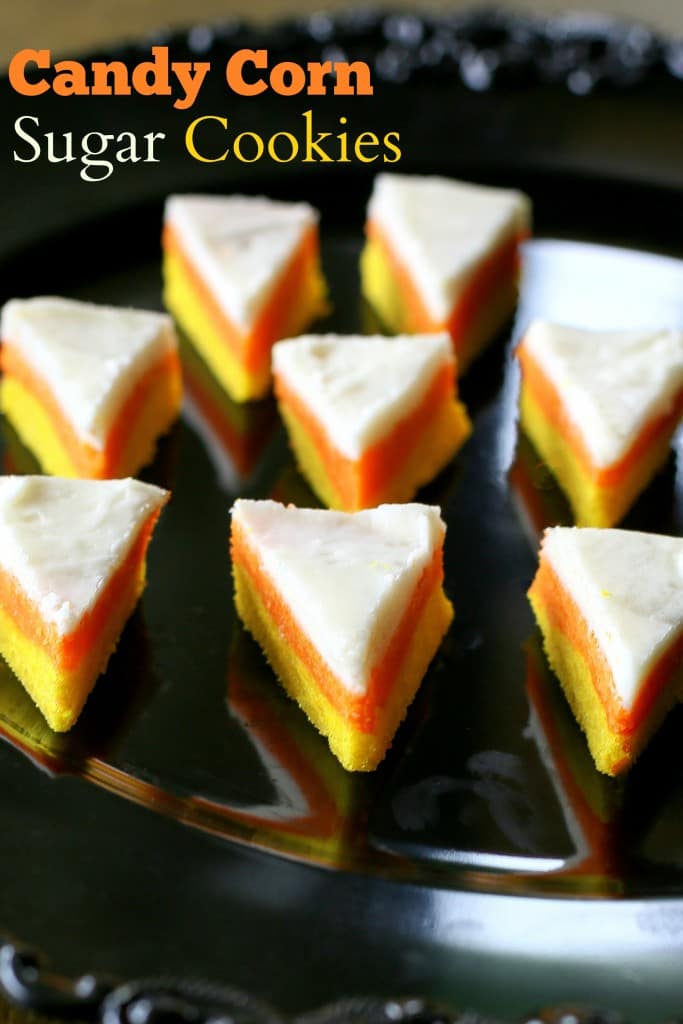 Candy Corn Sugar Cookies - they don't taste like candy corns but look like the cute treat! the-girl-who-ate-everything.com