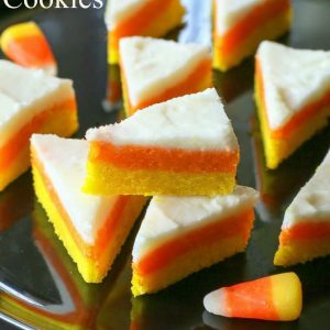 Candy Corn Sugar Cookies - they don't taste like candy corns but look like the cute treat! the-girl-who-ate-everything.com