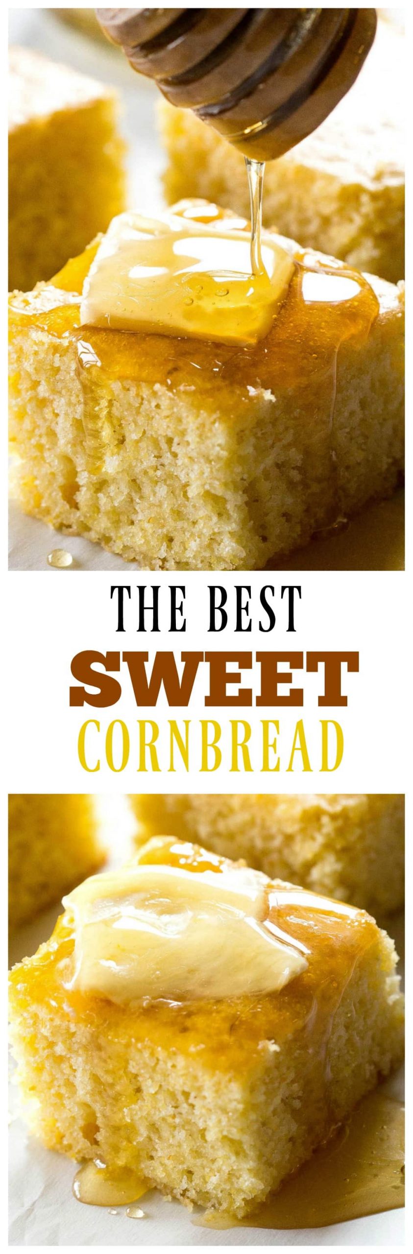 The Best Sweet Cornbread - soft, tender cornbread that's sweet just like I like it. #sweet #cornbread #recipe #easy #chili #side