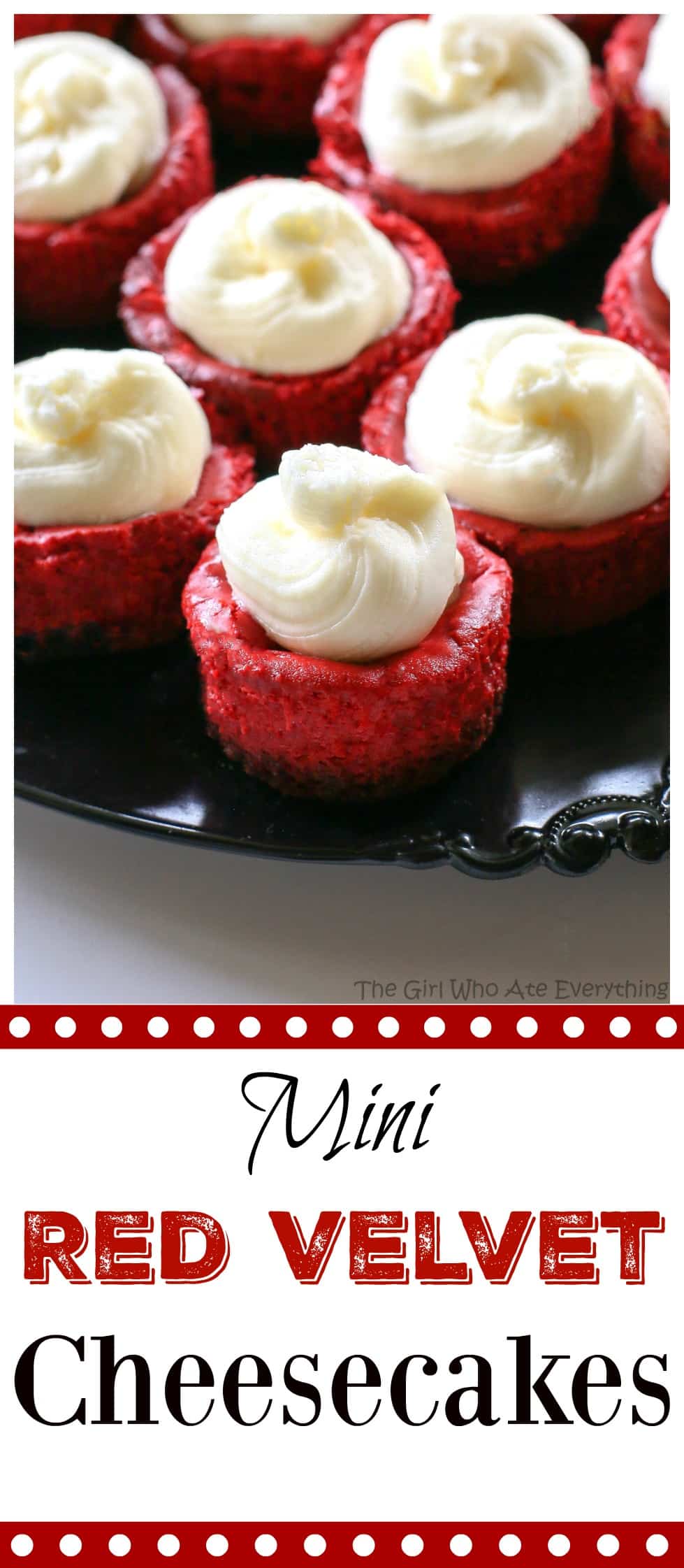 Mini Red Velvet Cheesecakes with an Oreo crust! #christmas #dessert #red #velvet #cheesecakes