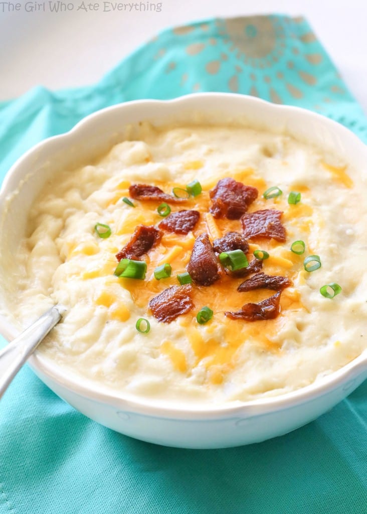 Creamy Potato Soup on a blue napkin