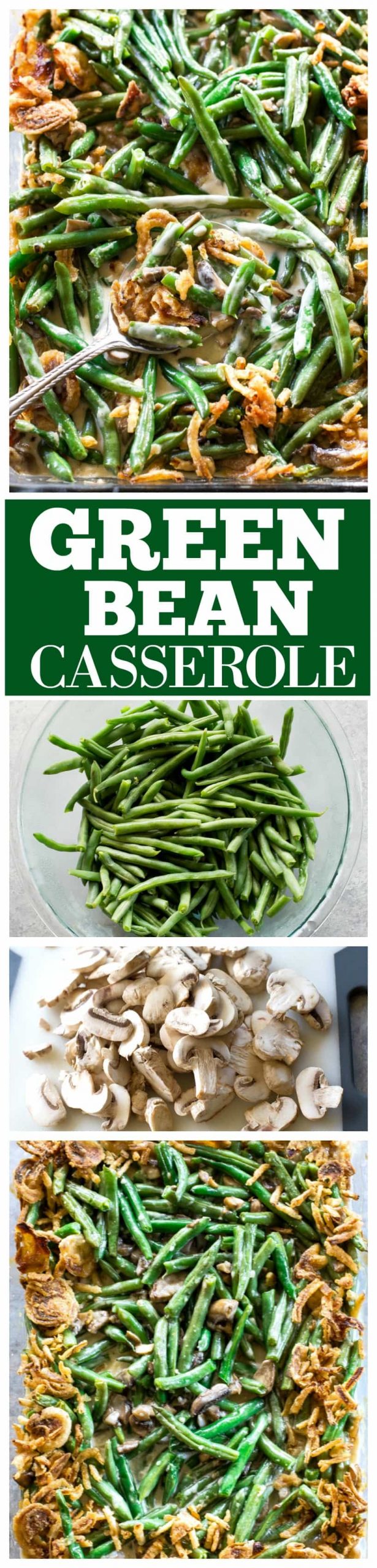 This homemade Green Bean Casserole recipe made without cream of mushroom soup. Easy and delicious side for Thanksgiving or any other holiday. #greenbeancasserole #green #bean #casserole #thanksgiving #side