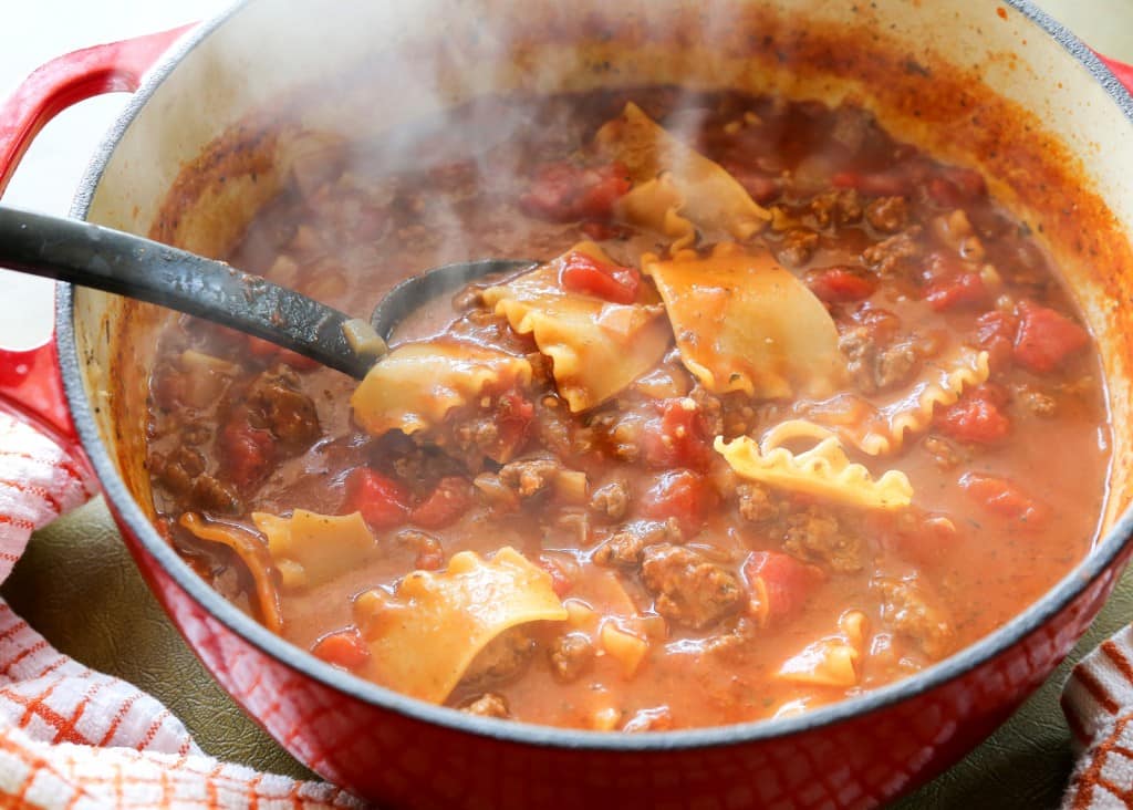 Lasagna Soup - Oh my goodness! This soup is so good. It taste just like lasagna! the-girl-who-ate-everything.com