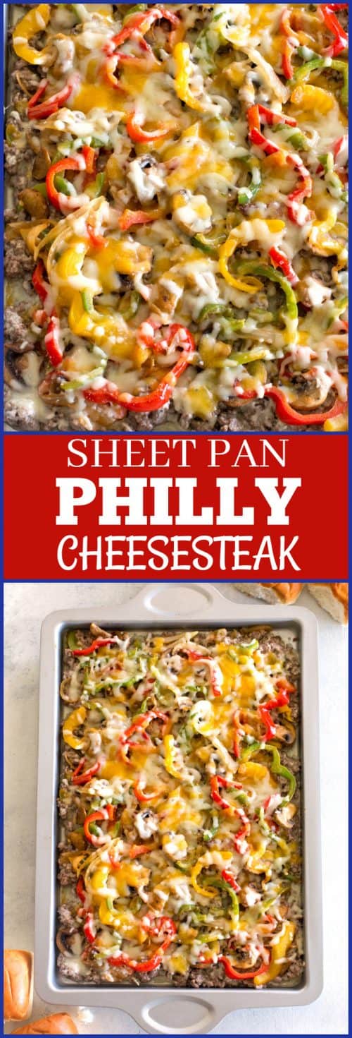 sheet pan philly cheesesteak