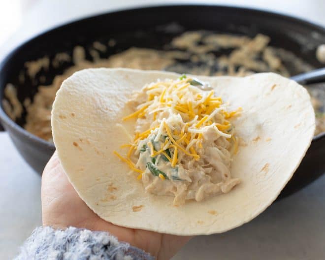 tortilla filled with chicken and cheese