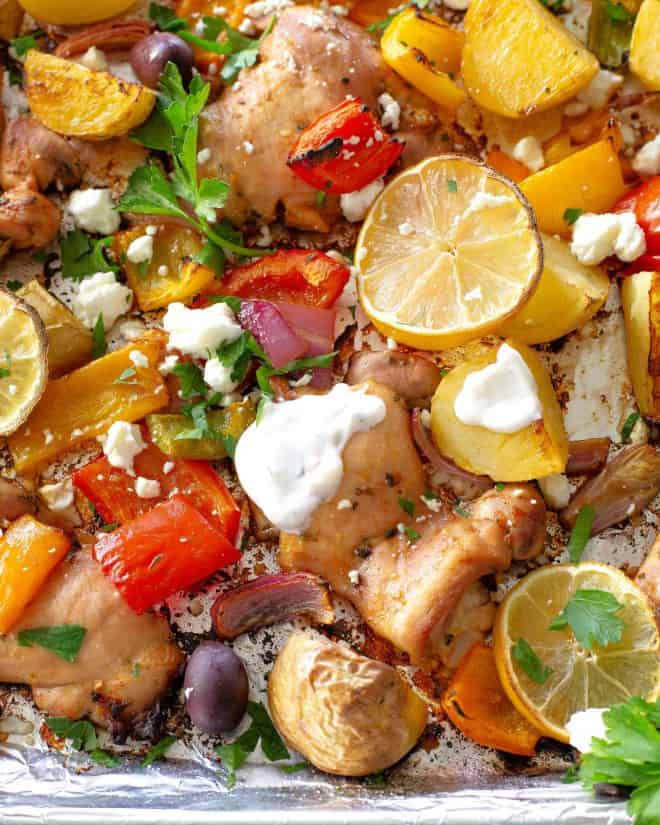 fb image - Sheet Pan Greek Chicken Dinner