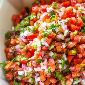 Pico De Gallo - Fresh tomato, cilantro, onion, and jalapeno make the best salsa ever. the-girl-who-ate-everything.com