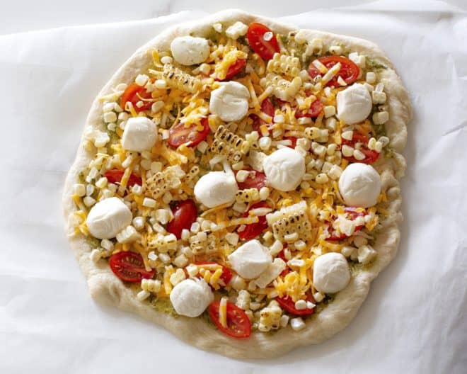 fb image - Charred Corn, Tomato, and Basil Pesto Pizza