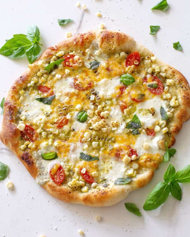 fb image - Charred Corn, Tomato, and Basil Pesto Pizza