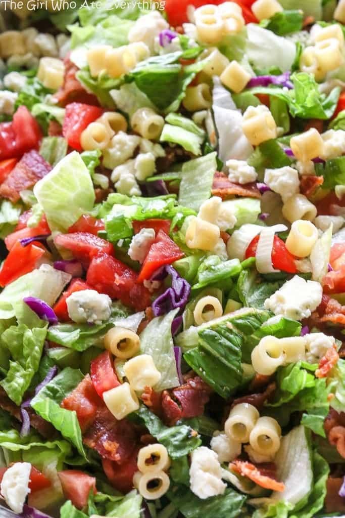 Portillo's Chopped Salad with tomatoes, bacon, and pasta