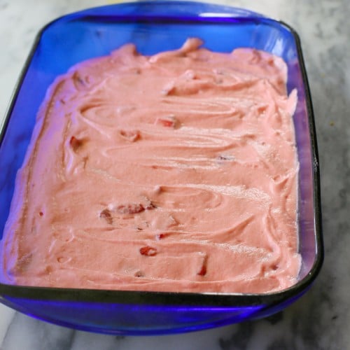 Strawberries and Cream Cake in a pan