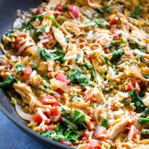 One-Pan Chicken and Spinach Orzo