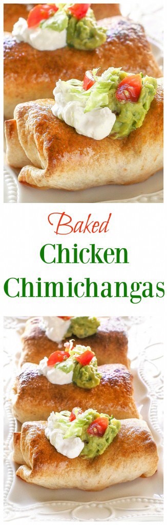Baked Chicken Chimichangas - one of our favorite healthy Mexican meals and are a healthier twist on the old classic chimichanga. #baked #chicken #chimichangas #healthy #mexican #dinner