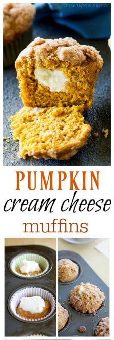 Pumpkin Cream Cheese Muffins - hands down one of my favorite fall muffins ever! #muffins #pumpkin #creamcheese #fall #breakfast