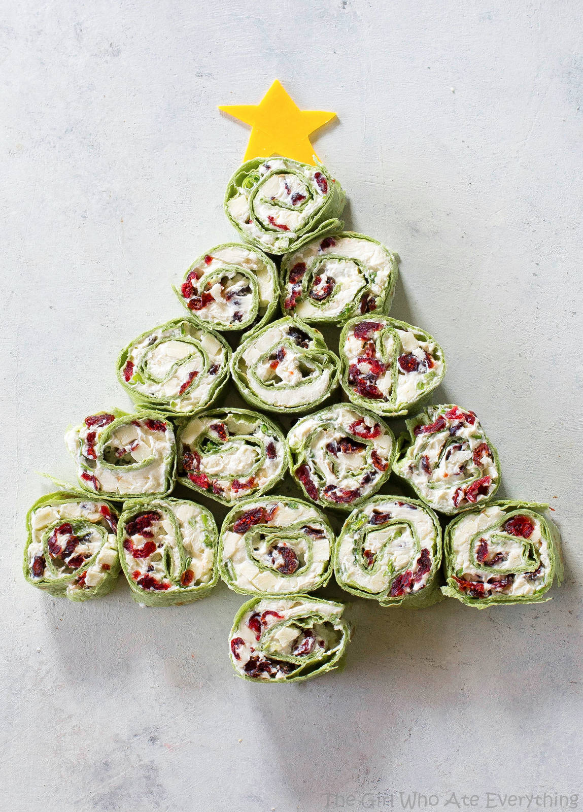 cranberry feta pinwheel tree - Cranberry and Feta Pinwheels