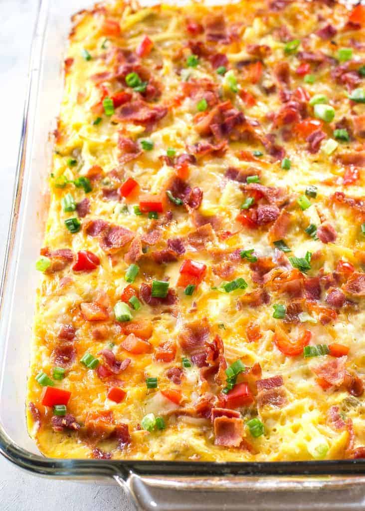 confetti bacon hashbrown breakfast casserole - Confetti Bacon Hashbrown Casserole