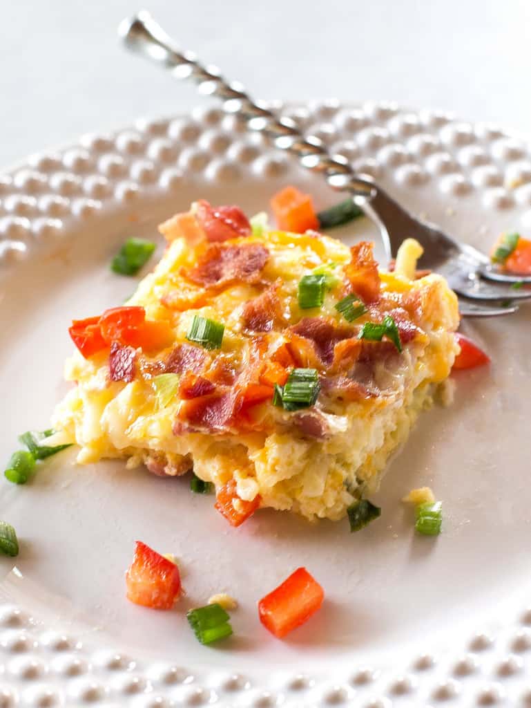 confetti bacon hashbrown breakfast casserole - Confetti Bacon Hashbrown Casserole