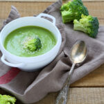 cream soup with broccoli in a tureen