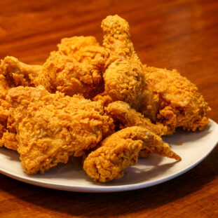 Fried Chicken on Square White Plate