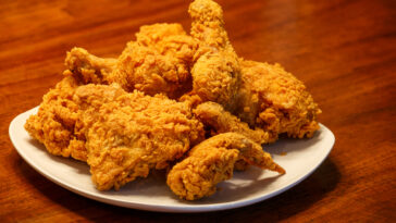 Fried Chicken on Square White Plate