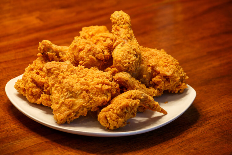 Fried Chicken on Square White Plate