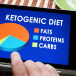 Man holding tablet with meal plan of Keto or Ketogenic diet.