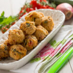 vegetarian meat ball with rice zucchinis and tomatoes