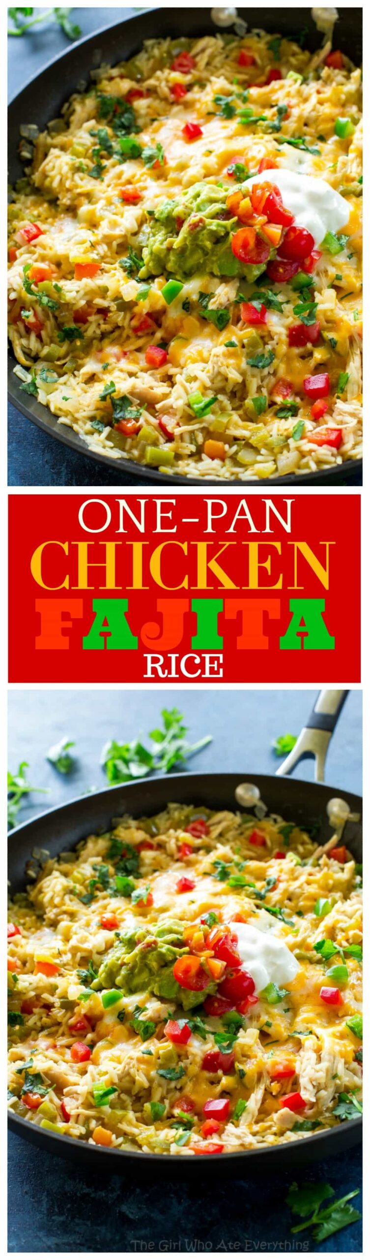One-Pan Chicken Fajita Rice - an easy Mexican dinner read in under 30 minutes. #onepan #chicken #rice #skillet #mexican #easydinner