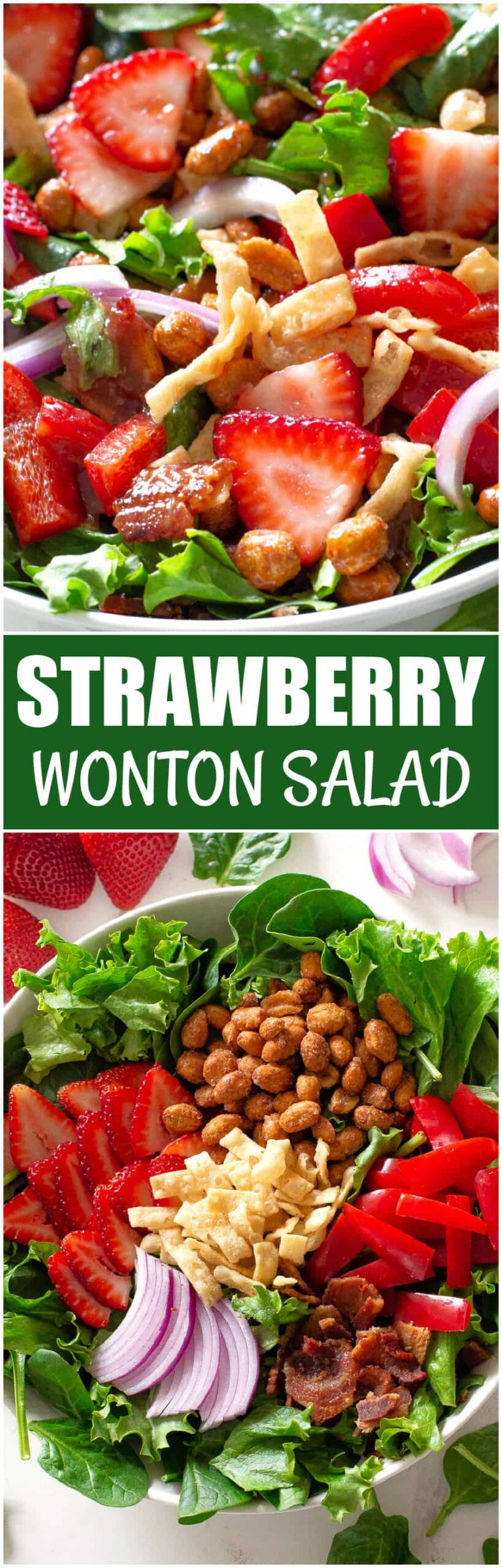 Strawberry Wonton Spinach Salad