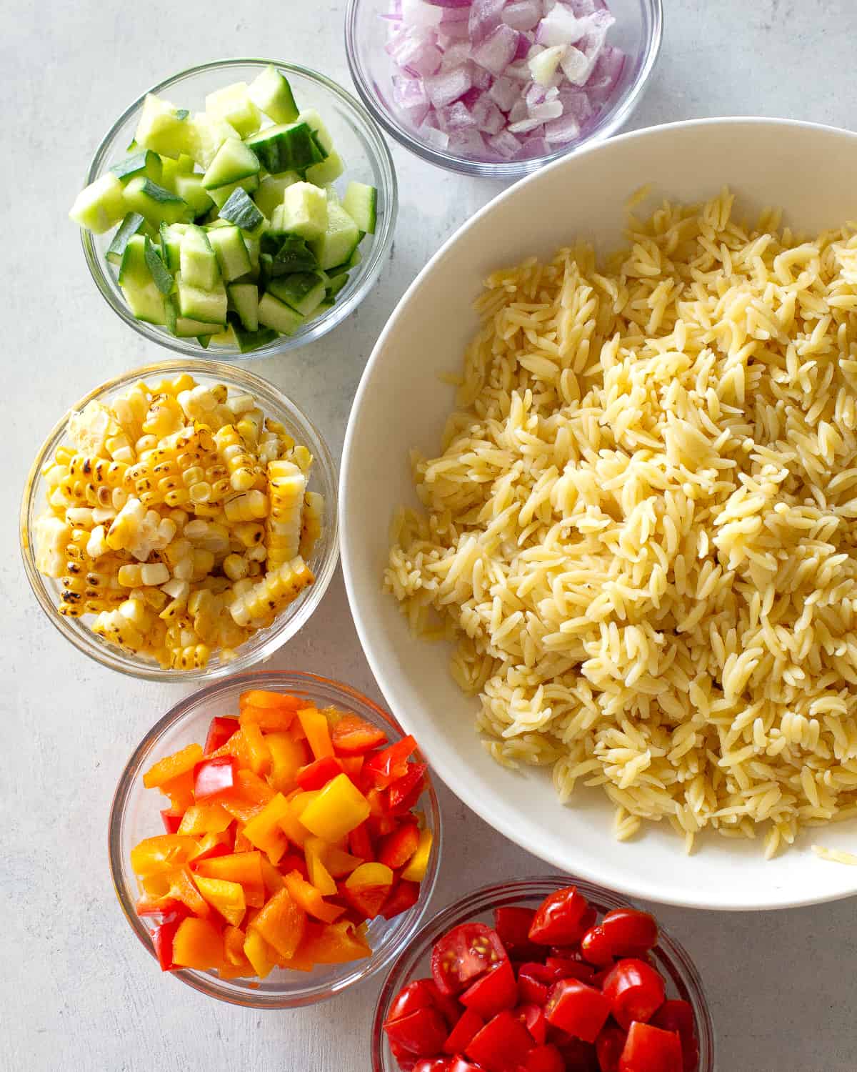 vegetables in bowls