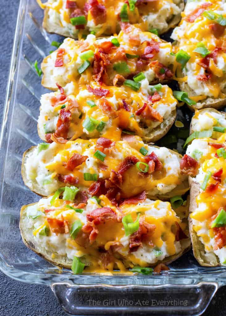 Twice Baked Potatoes with bacon and green onions