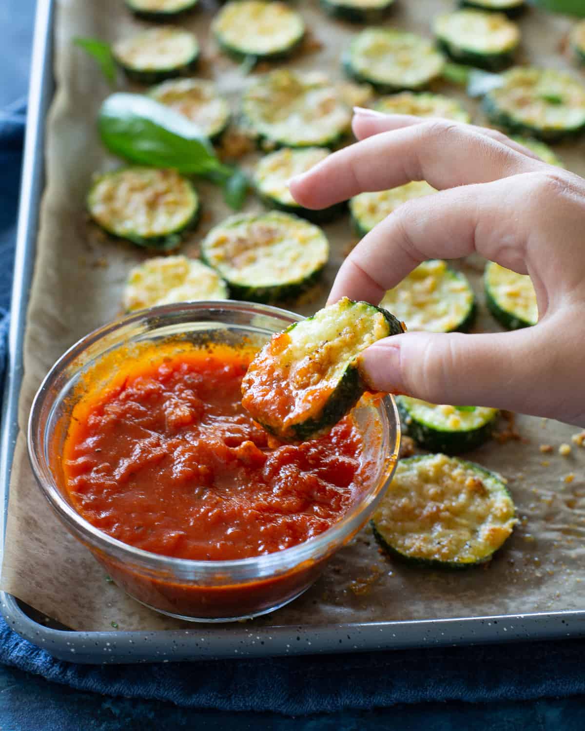 Zucchini Parmesan with marinara