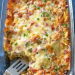 ham swiss croissant bake .jpg - Ham and Swiss Croissant Casserole