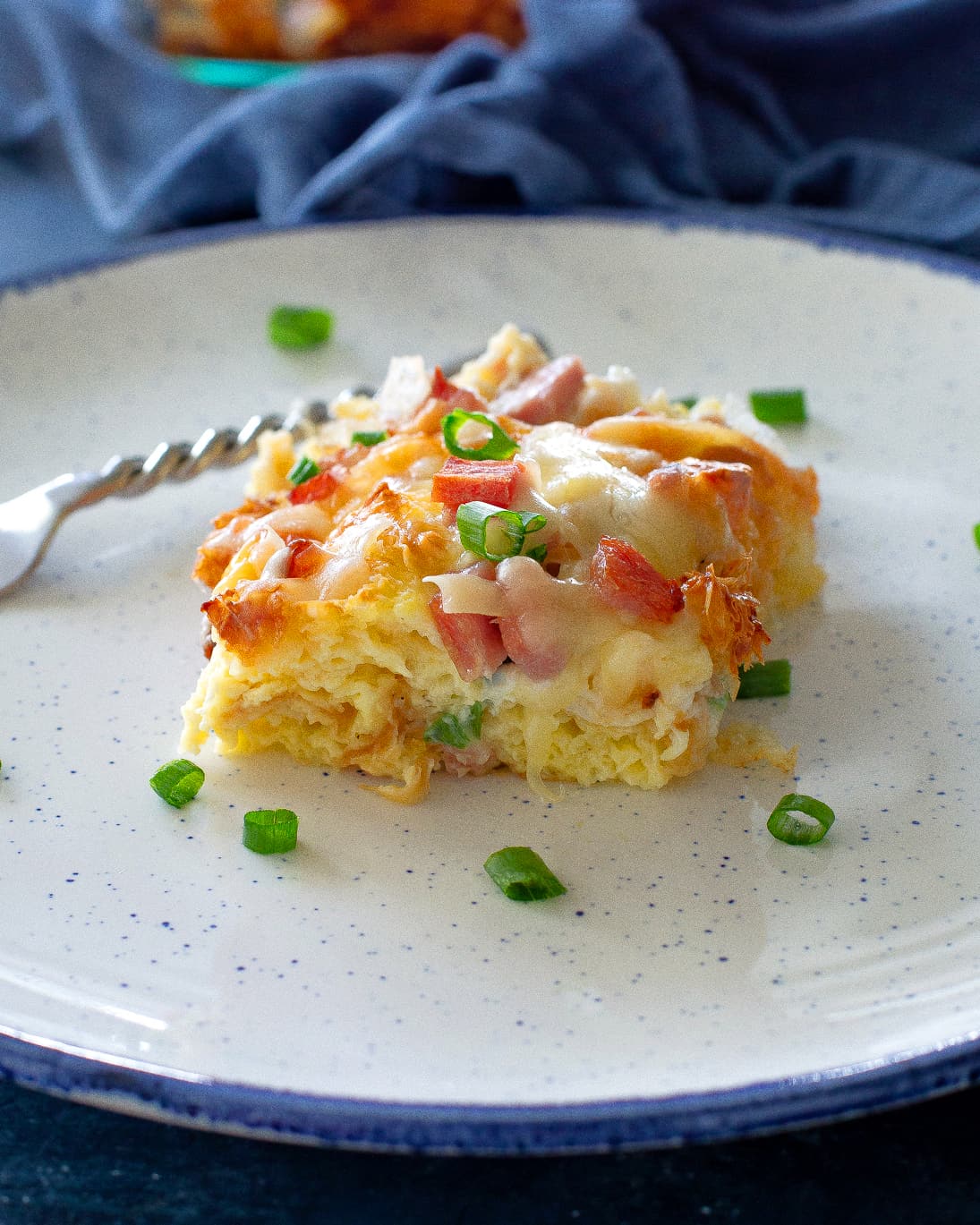 Ham and Swiss Croissant Casserole slice