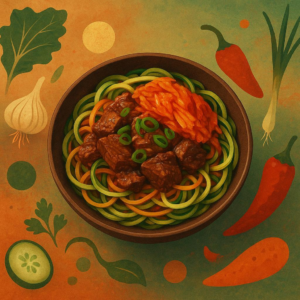 Kimchi Braised Beef Zoodles