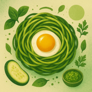 Zoodle-Pesto Egg Nests