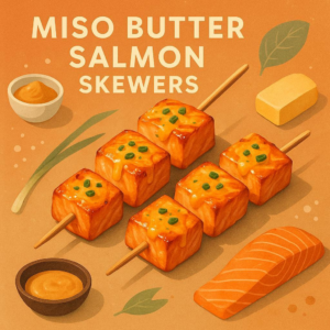 Miso Butter Salmon Skewers