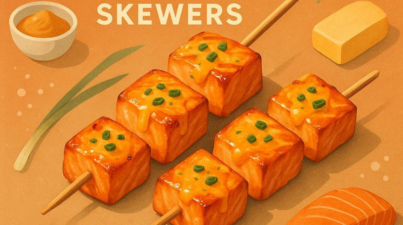 Miso Butter Salmon Skewers