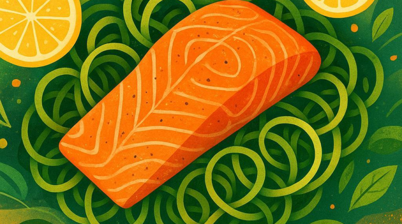 Zesty Salmon Zoodles Bake