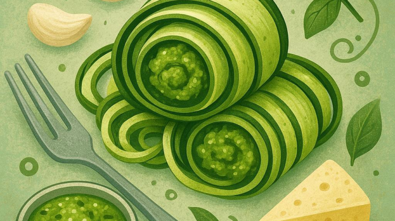 Zucchini Noodle Pesto Roll-Ups