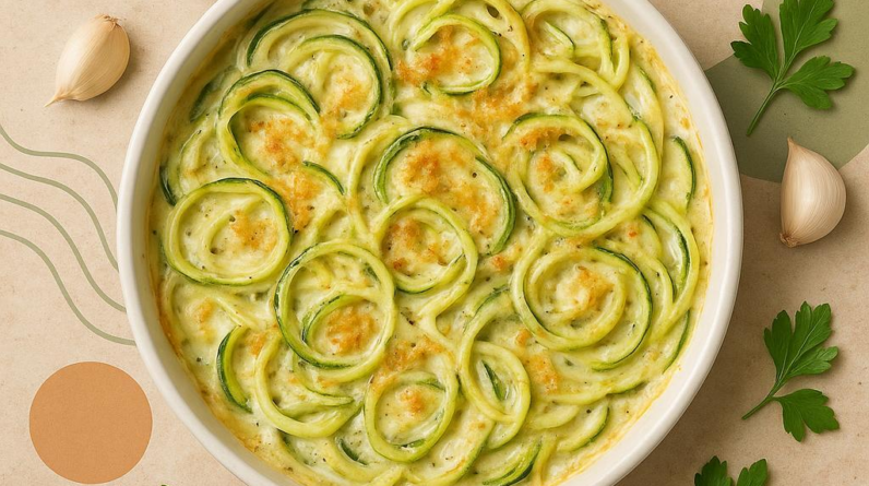 Creamy Garlic Zoodle Bake