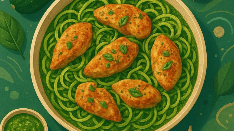 Zoodle Pesto Chicken Bake