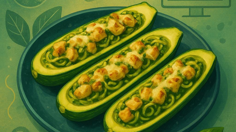 Keto Zoodle Pesto Boats
Zucchini boats stuffed with pesto, chicken, and mozzarella, then baked until bubbly - 24375 b53f943b keto zoodle pesto boatszucchini boats stuffed with pesto chicken and mozzarella then baked until bubbly Keto Zoodle Pesto Boats
Zucchini boats stuffed with pesto, chicken, and mozzarella, then baked until bubbly