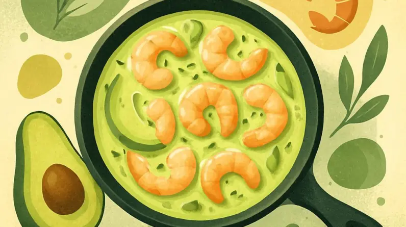 Creamy Avocado Shrimp Skillet