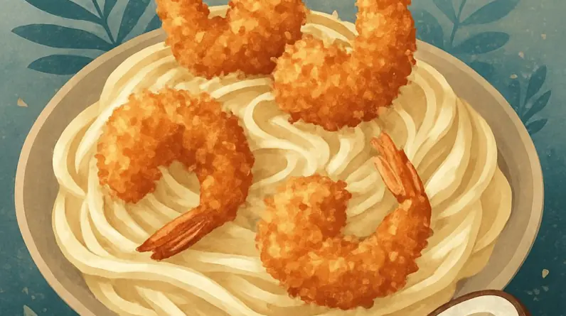 Coconut-Crusted Shrimp Alfredo