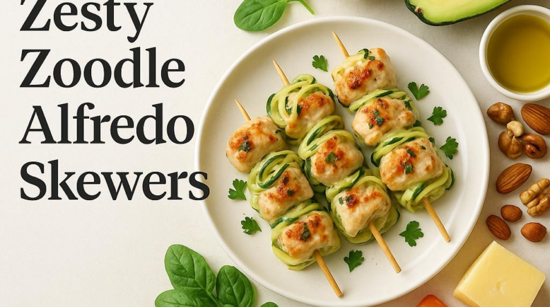 Zesty Zoodle Alfredo Skewers